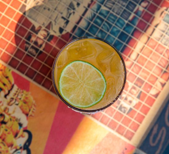 a slice of lime inside a drink